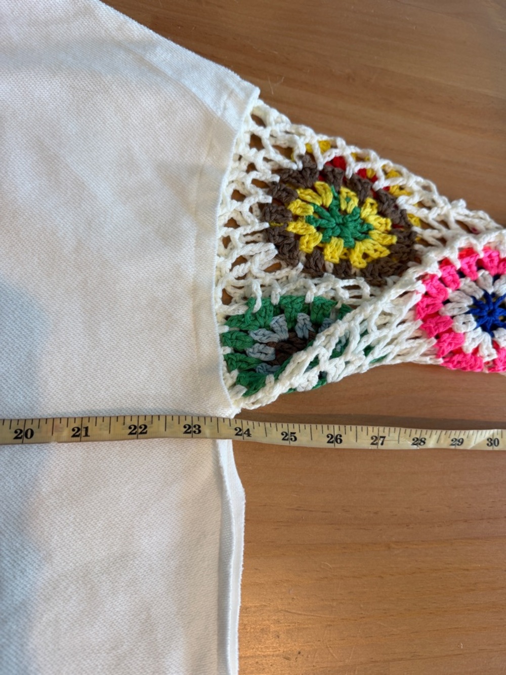 Umgee Ivory Crochet Sleeve Top Boho Floral Knit Sleeve Tee Lightweight LARGE - Picture 9 of 10